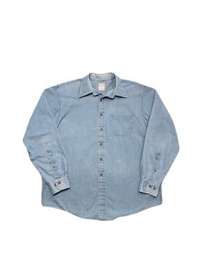 Brooks Brothers Button Down Chambray Shirt Men's Large Blue Preppy Polo